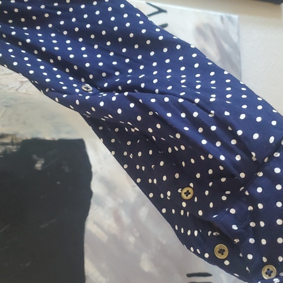 Motherhood Maternity Navy White Polka Dot Tie Waisted Blouse Women M - Picture 3 of 10